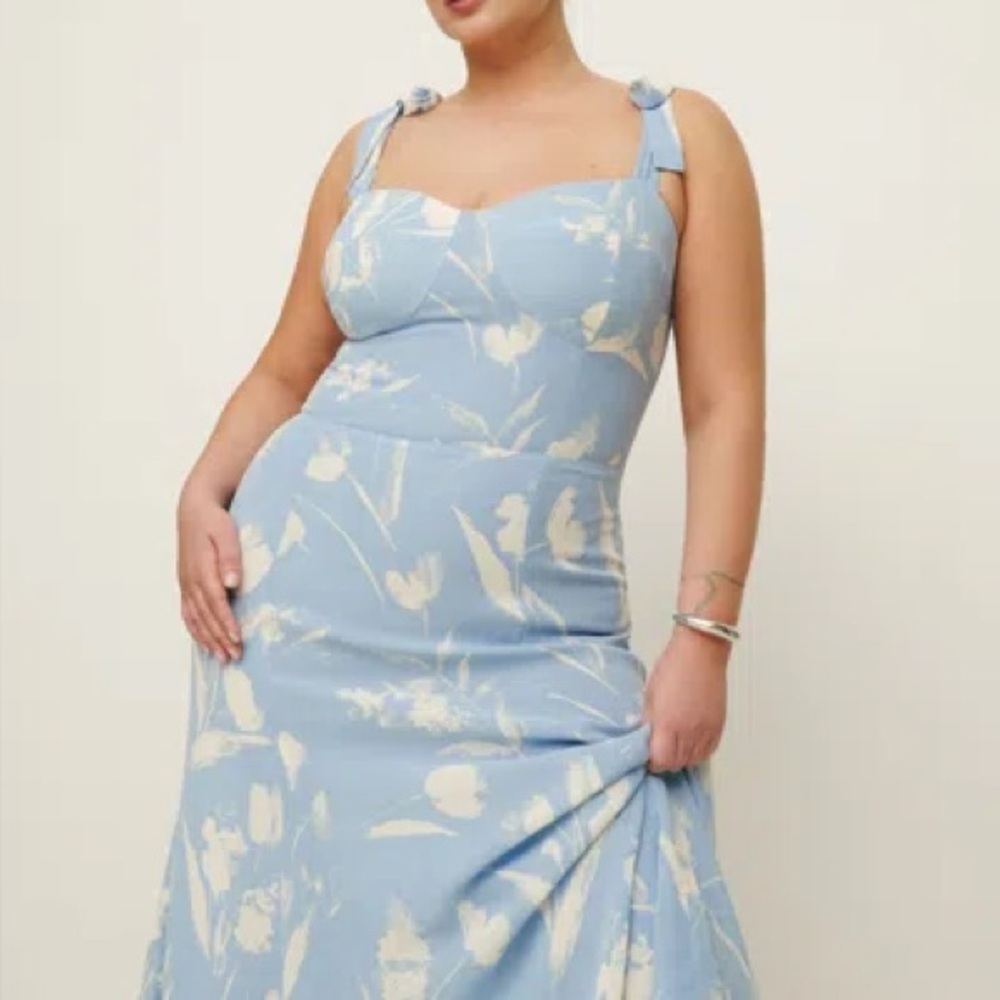 Reformation Sky Blue and White Floral Maxi Dress